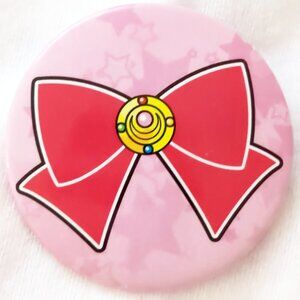 Hot Topic Sailor Moon Button Red Bow Pink Can Badge Pin Button